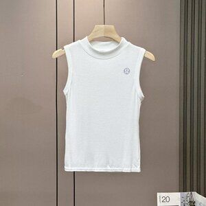 Lululemon White Ribbed Sleeveless Mock Neck Top Size 4
